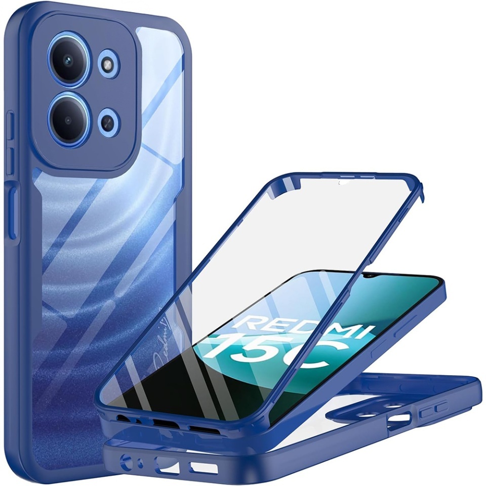 Husa + Folie pentru Xiaomi Redmi 15C 4G / Redmi 15C 5G, SKYDDAR INNOVATION, [Pachet 360°] ColorVerse, set cu sticker, Albastru