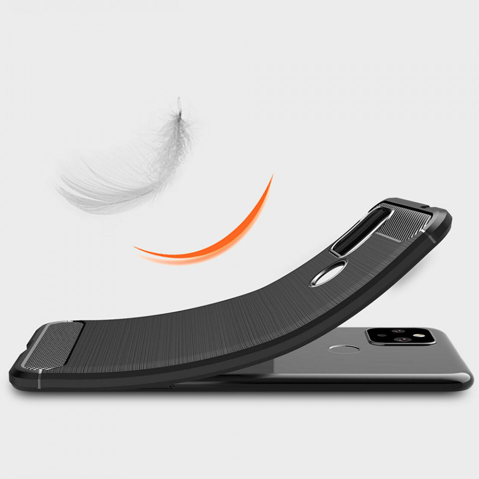 Husa Google Pixel 4a 5G din silicon, Slim, cu textura Fibra Carbon - Negru - 2 | YEO