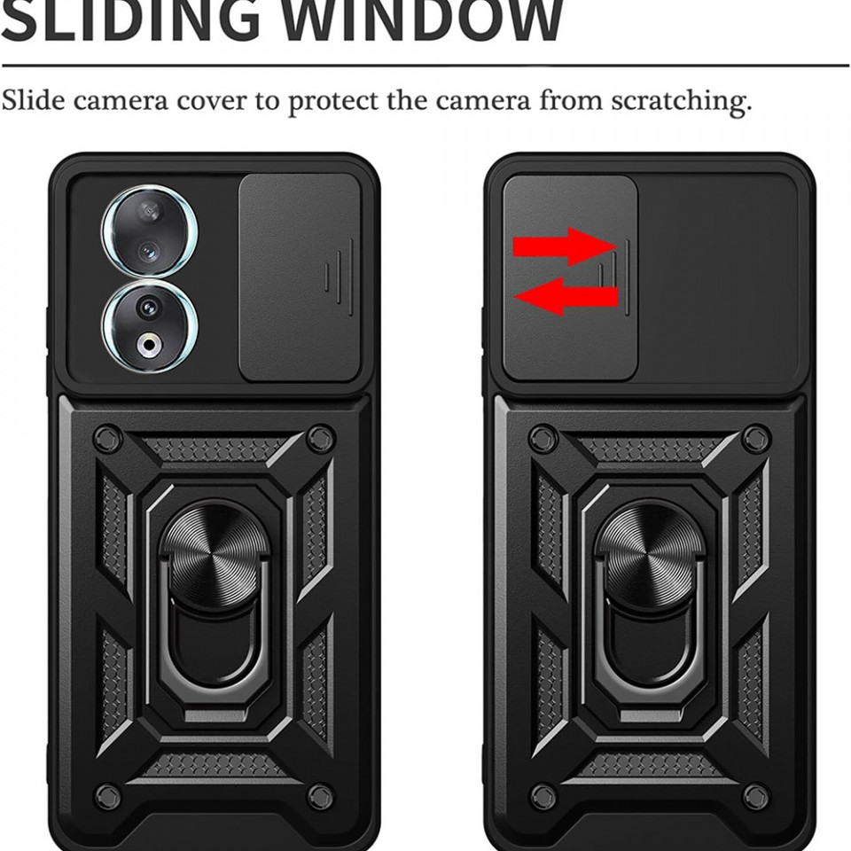 Husa Honor 90 cu inel magnetic, Techsuit CamShield - Negru - 1 | YEO