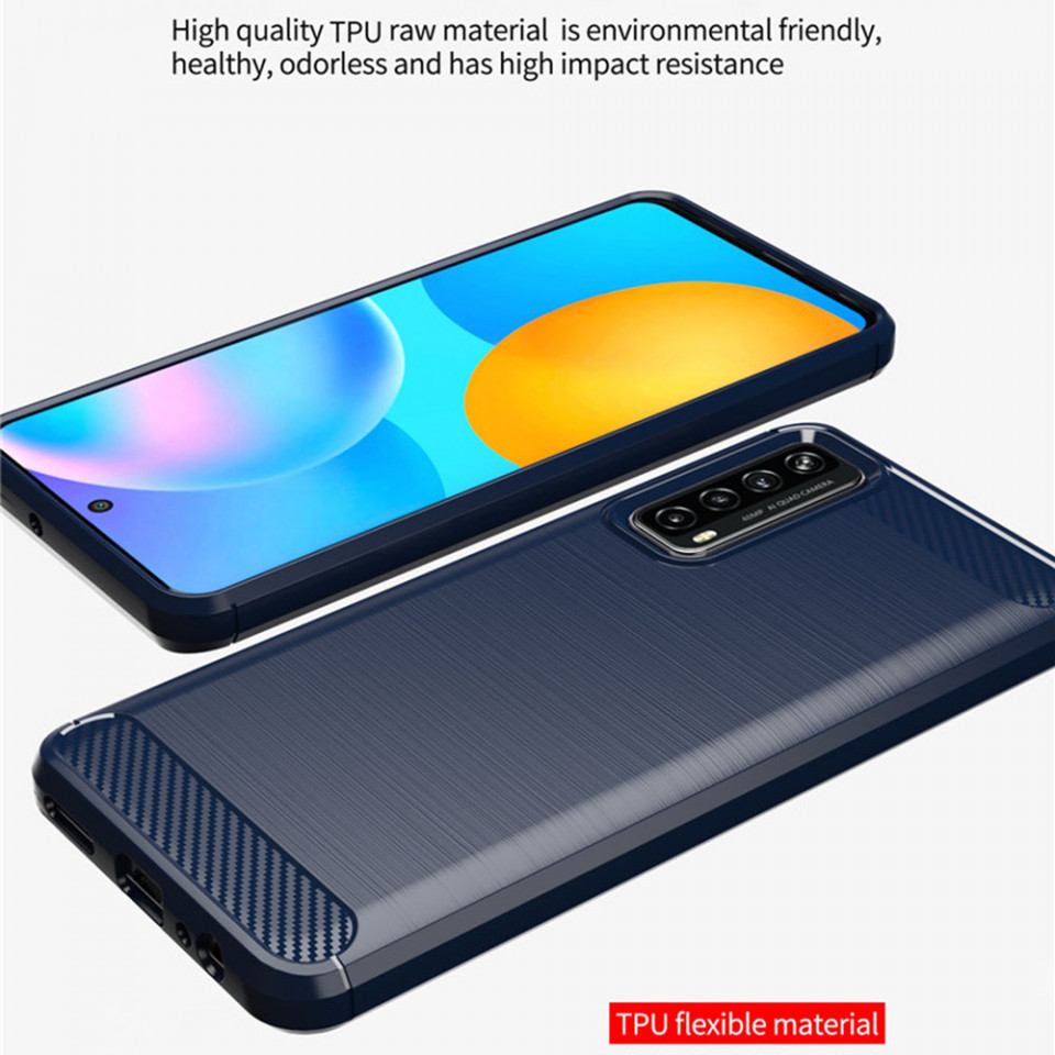 Husa Huawei P Smart 2021 din silicon, Slim, cu textura Fibra Carbon - Negru - 3 | YEO