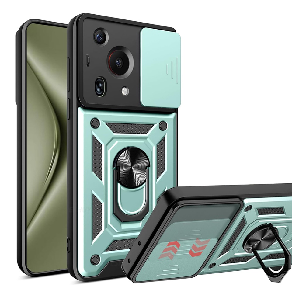 Husa Huawei Pura 70 Ultra cu inel magnetic si protectie camera Skyddar CamShield - Verde