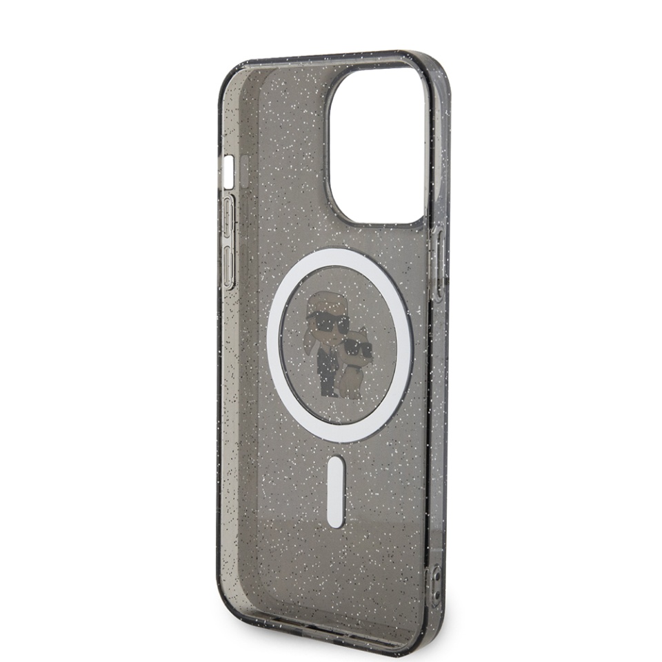 Husa iPhone 15 Pro Max Glitter MagSafe, Karl Lagerfeld - Black Karl & Choupette - 3 | YEO