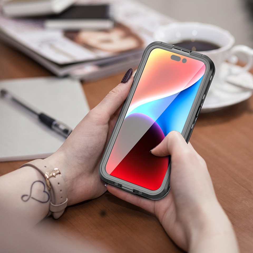 Husa iPhone 15 Pro Max rezistenta la apa, Waterproof IP68, ShellBox - Negru - 5