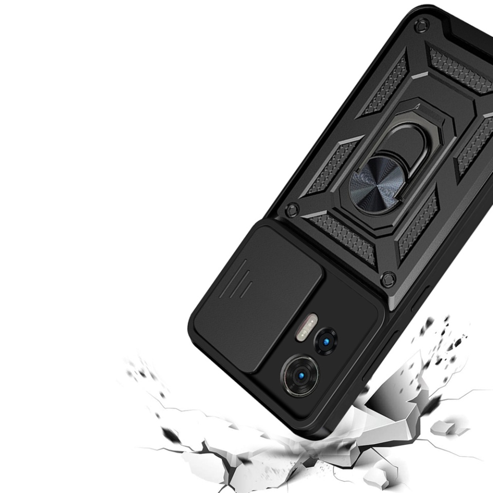 Husa Motorola Edge 50 Fusion cu inel magnetic si protectie camera Skyddar CamShield - Negru - 1 | YEO