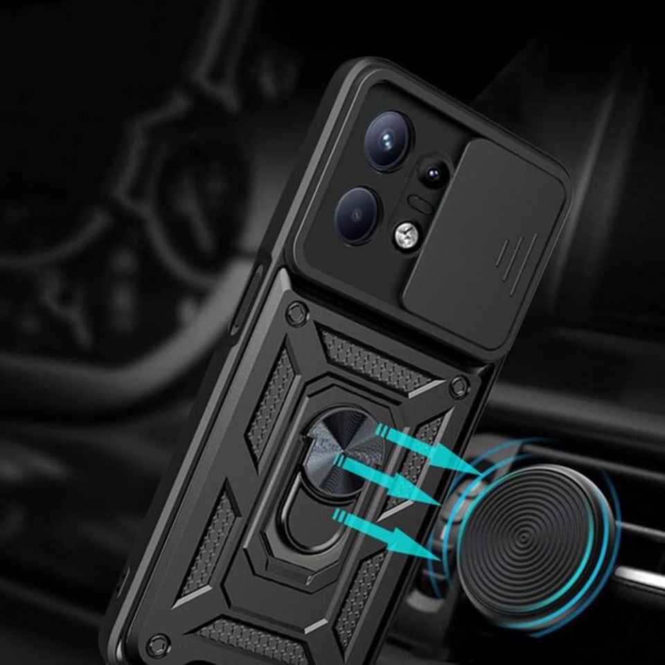 Husa Motorola Edge 50 Pro cu inel magnetic si protectie camera Skyddar CamShield - Negru - 1 | YEO