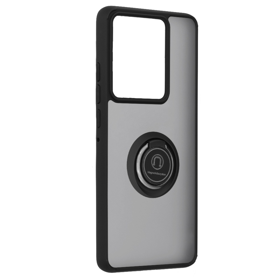 Husa Motorola Edge 50 Pro SKYDDAR Glinth+ cu Inel Rotativ 360°, Compatibilitate Magnetica, Absorbtie Socuri, Design Subtire si Elegant - Negru