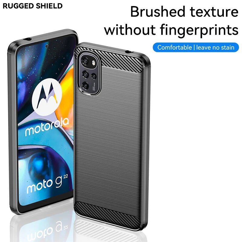 Husa Motorola Moto G22 din silicon, Slim, cu textura Fibra Carbon - Negru - 3 | YEO
