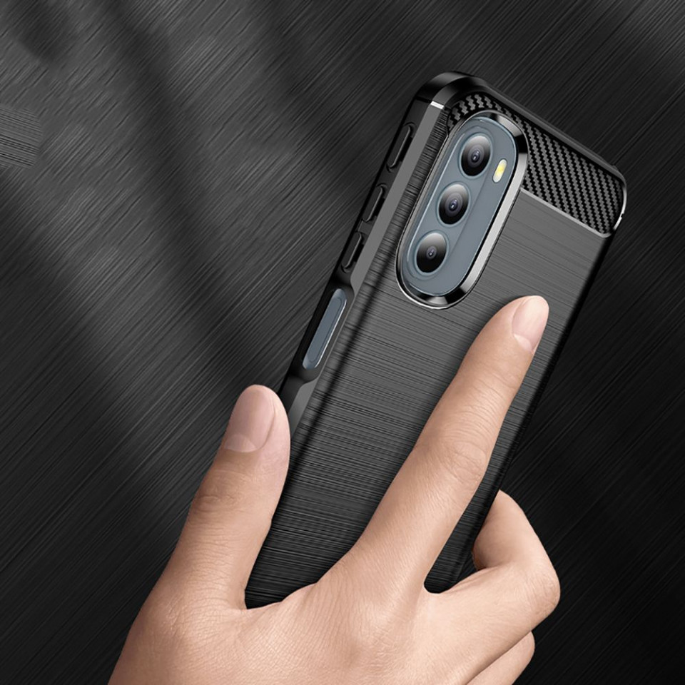 Husa Motorola Moto G31 4G / G41 4G din silicon, Slim, cu textura Fibra Carbon - Negru - 3 | YEO