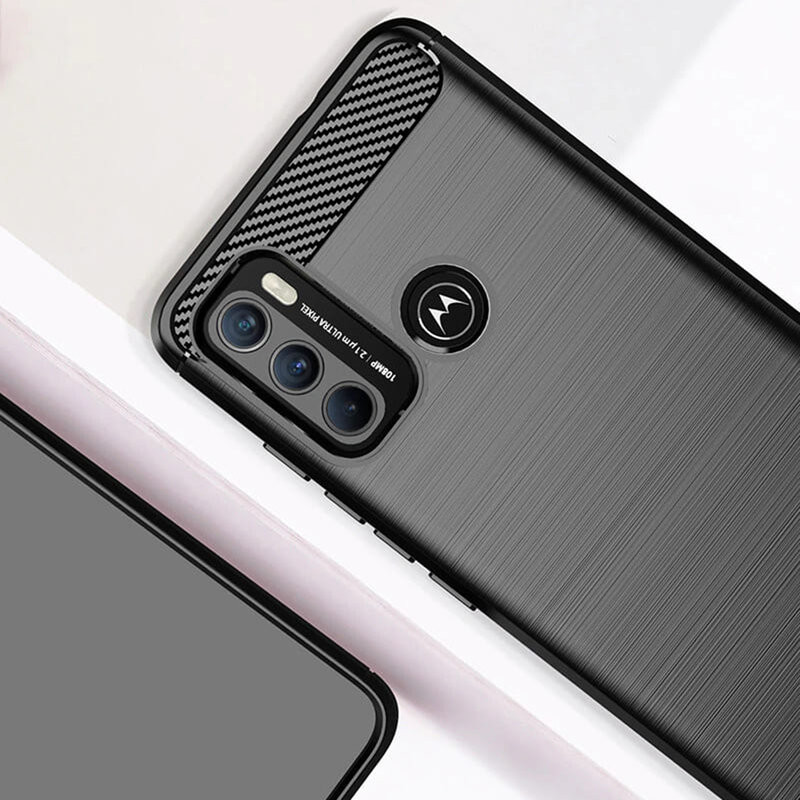 Husa Motorola Moto G60 din silicon, Slim, cu textura Fibra Carbon - Negru - 2 | YEO