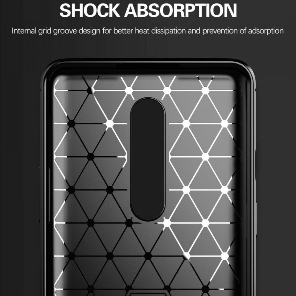 Husa OnePlus 8 din silicon, Slim, cu textura Fibra Carbon - Negru - 2 | YEO