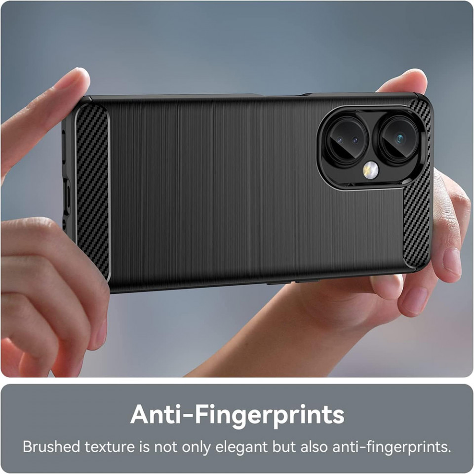 Husa OnePlus Nord CE 3 Lite din silicon, Slim, cu textură Fibra Carbon - Negru - 3 | YEO