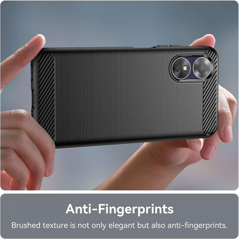 Husa Oppo A17 din silicon, Slim, cu textură Fibra Carbon - Negru - 3 | YEO