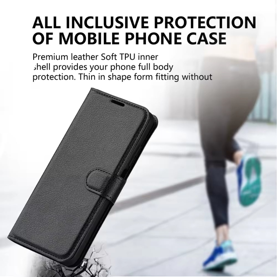 Husa Oppo A40 4G / A60 5G tip Carte, cu Portofel Interior, Finisaje Premium, SKYDDAR Leather Wallet - Negru - 3 | YEO