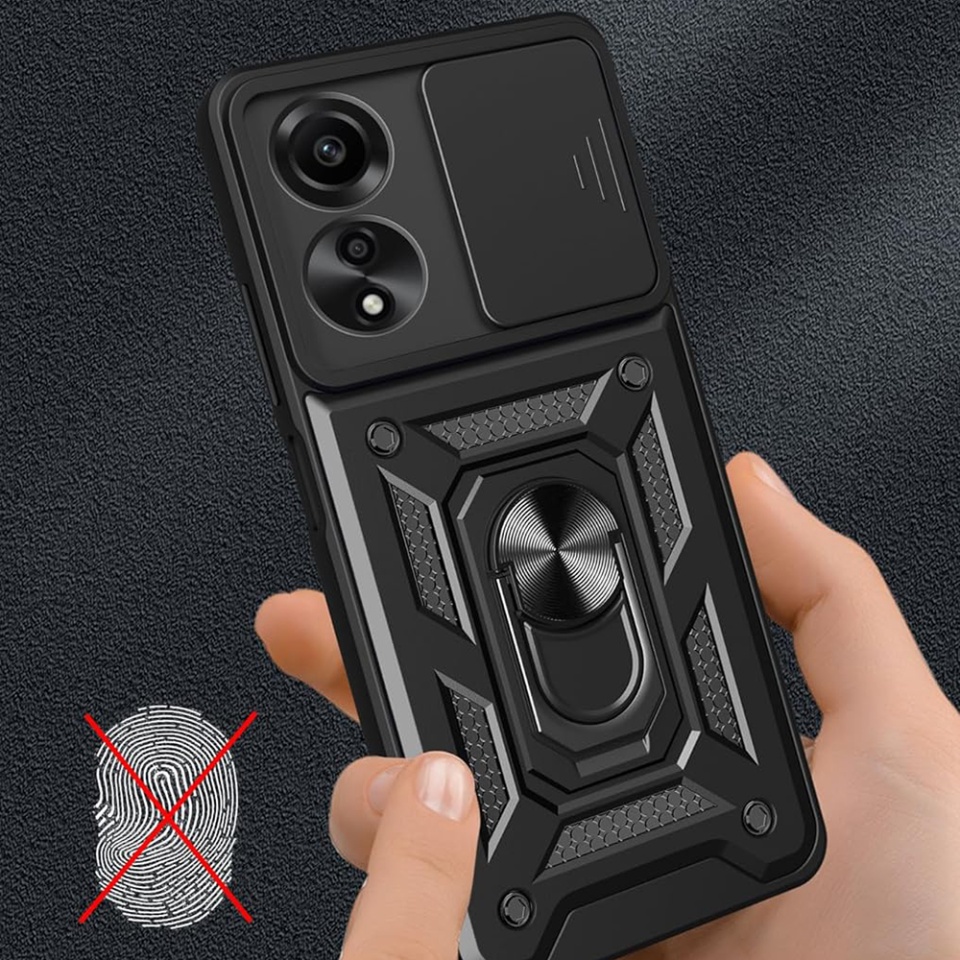 Husa Oppo A60 cu inel magnetic si protectie camera Skyddar CamShield - Negru - 3 | YEO