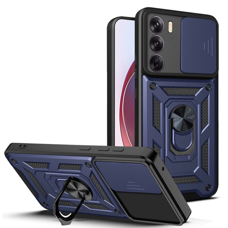 Husa Oppo Reno12 cu inel magnetic si protectie camera Skyddar CamShield - Albastru