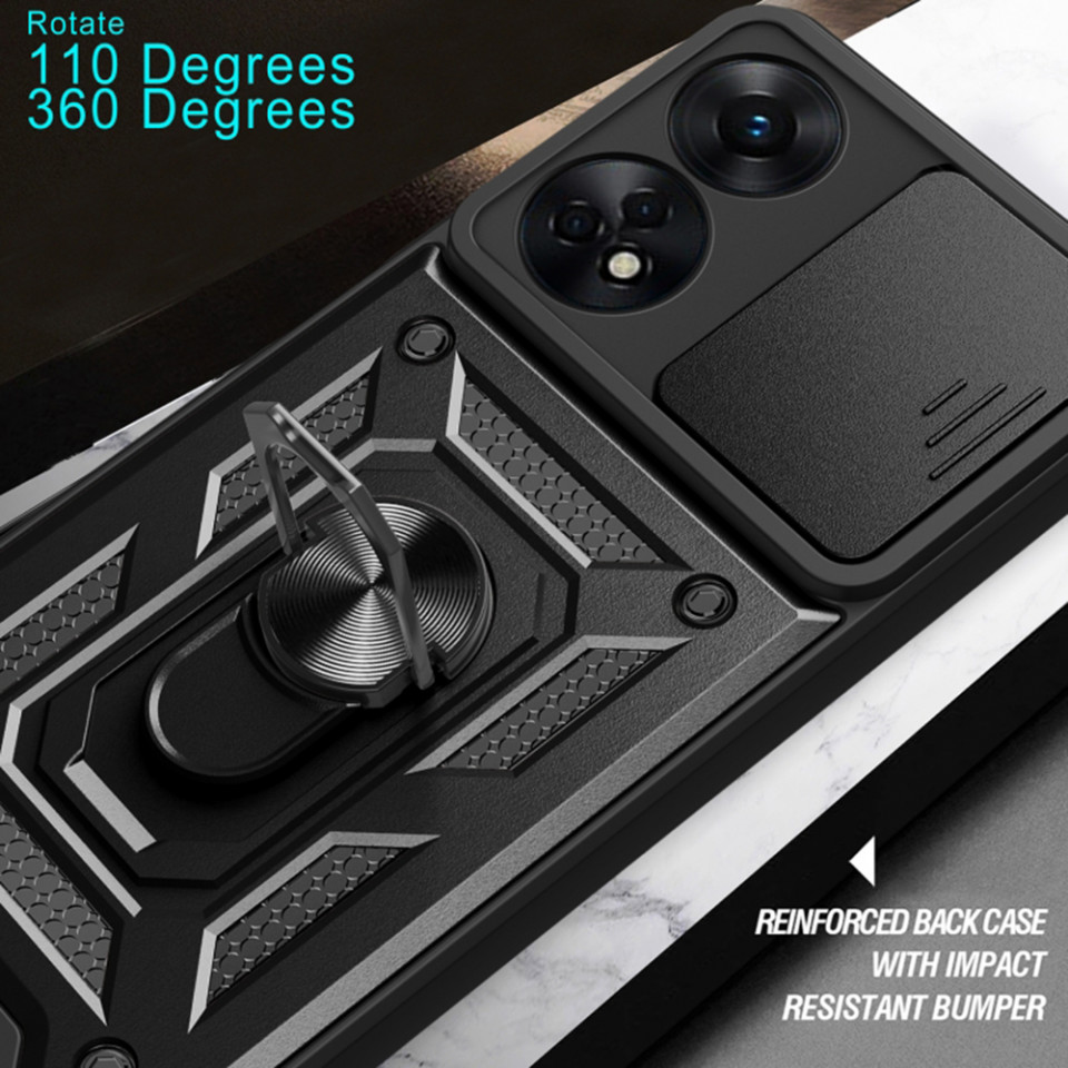 Husa Oppo Reno8 T cu inel magnetic, Techsuit CamShield - Negru - 2 | YEO