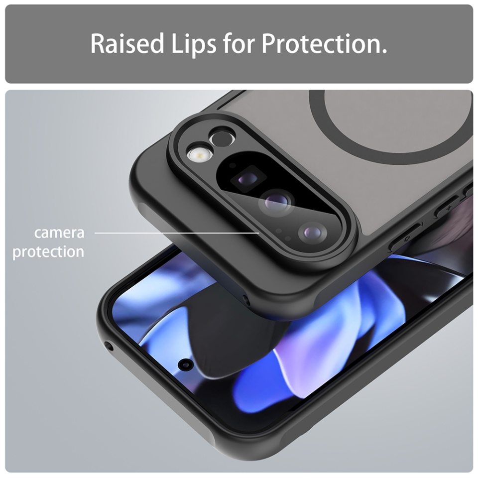 Husa pentru Google Pixel 10 Pro, SKYDDAR INNOVATION, HaloFrost MagSafe II, Antisoc, set cu sticker, Negru - 2 | YEO