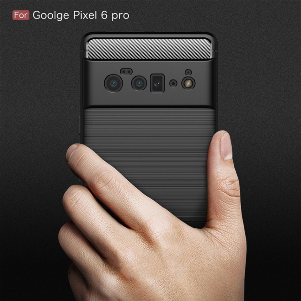 Husa pentru Google Pixel 6 Pro din silicon, SLIM, cu textură Fibra Carbon Skyddar - Negru - 3 | YEO