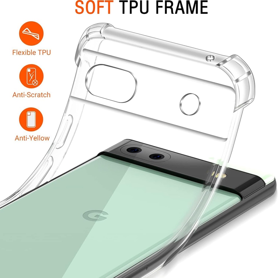 Husa pentru Google Pixel 6a , SKYDDAR INNOVATION, Shockproof Clear din Silicon Slim, Transparenta, set cu sticker - 3 | YEO