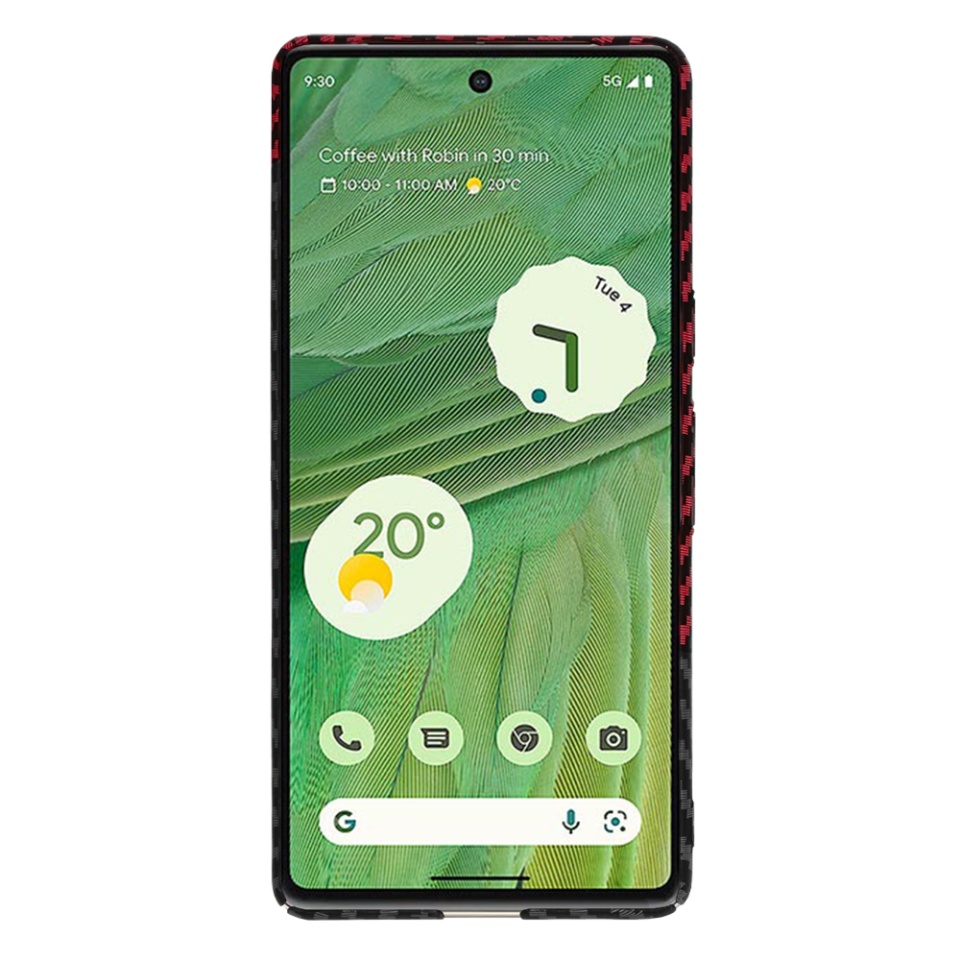 Husa pentru Google Pixel 7, Finisaj Premium cu Textura de Carbon, Design Elegant, SKDR CarbonFlex - Rosu inchis - 1 | YEO