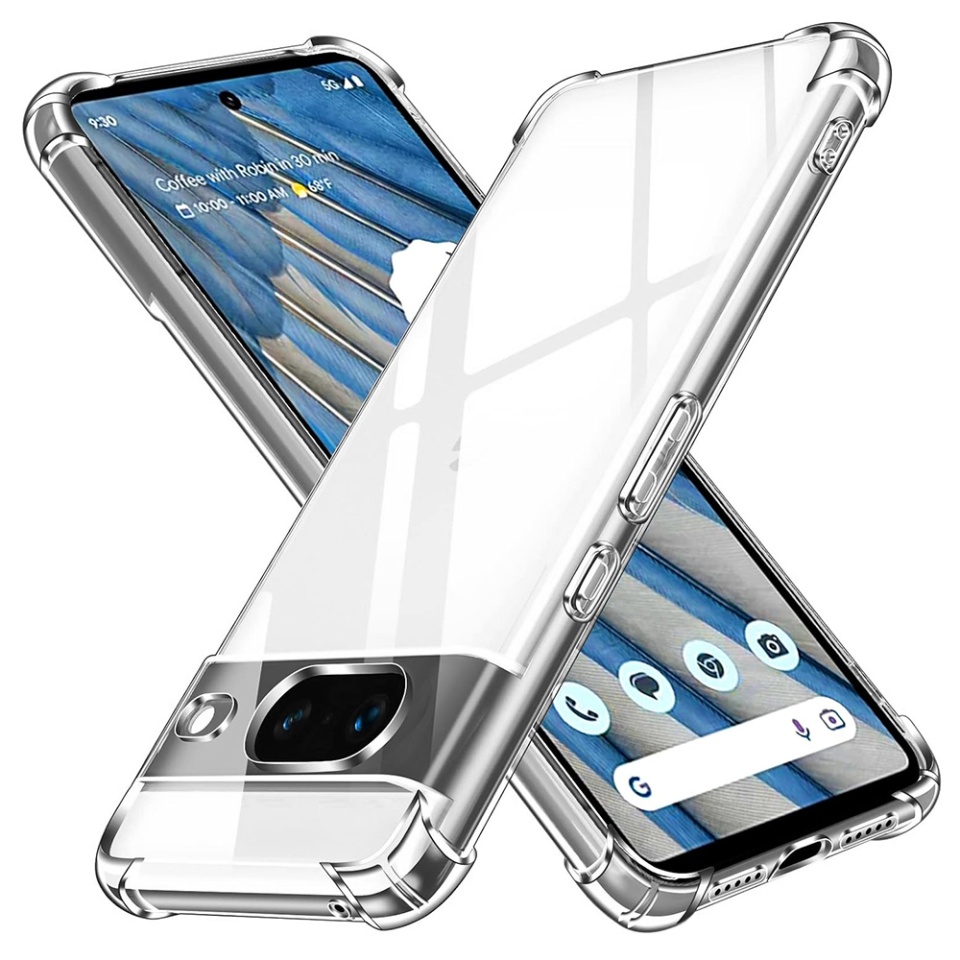 Husa pentru Google Pixel 7 , SKYDDAR INNOVATION, Shockproof Clear din Silicon Slim, Transparenta, set cu sticker