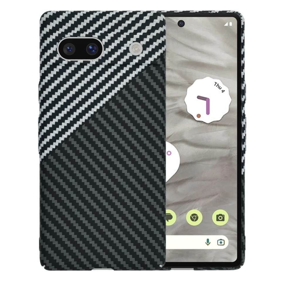 Husa pentru Google Pixel 7a, Finisaj Premium cu Textura de Carbon, Design Elegant, SKDR CarbonFlex - Gri