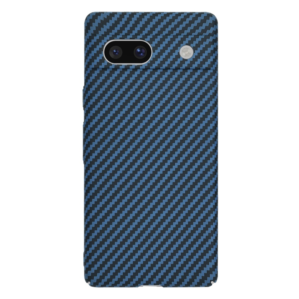 Husa pentru Google Pixel 7a, SKYDDAR INNOVATION, textura carbon, Carbonite FiberShell, set cu sticker, Cyan, - 2 | YEO