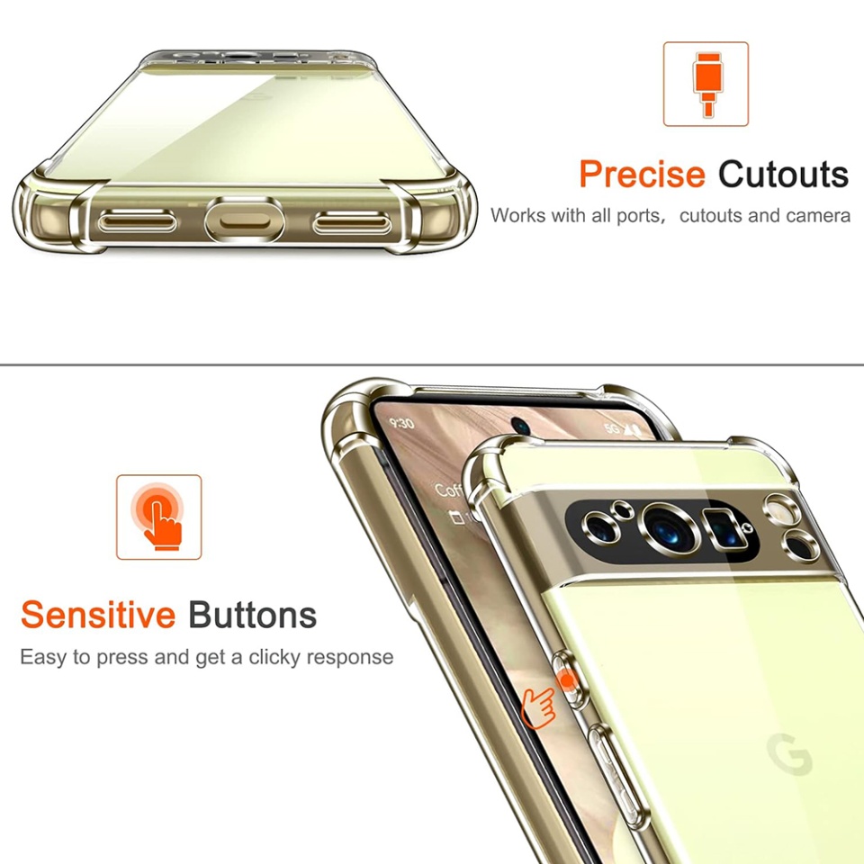 Husa pentru Google Pixel 8 Pro , SKYDDAR INNOVATION, Shockproof Clear din Silicon Slim, Transparenta, set cu sticker - 3 | YEO