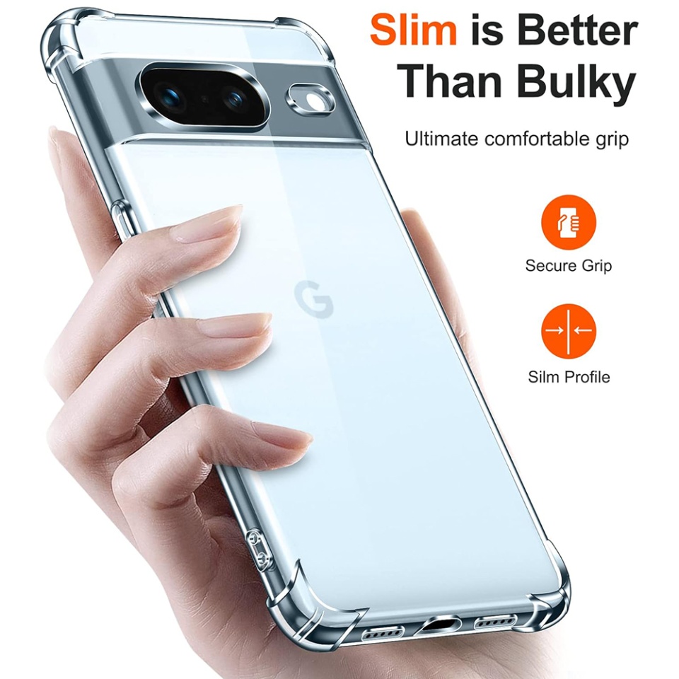 Husa pentru Google Pixel 8a , SKYDDAR INNOVATION, Shockproof Clear din Silicon Slim, Transparenta, set cu sticker - 1 | YEO