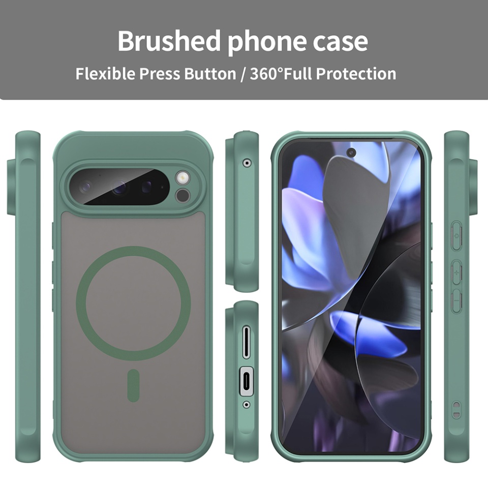 Husa pentru Google Pixel 9 Pro, SKYDDAR INNOVATION, HaloFrost MagSafe II, Antisoc, set cu sticker, Verde - 2 | YEO