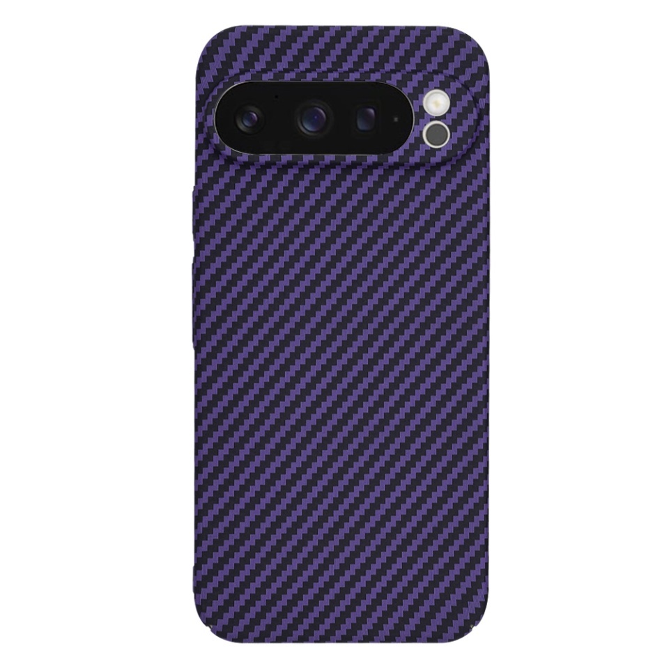 Husa pentru Google Pixel 9 Pro, SKYDDAR INNOVATION, textura carbon, Carbonite FiberShell, set cu sticker, Mov, - 2 | YEO