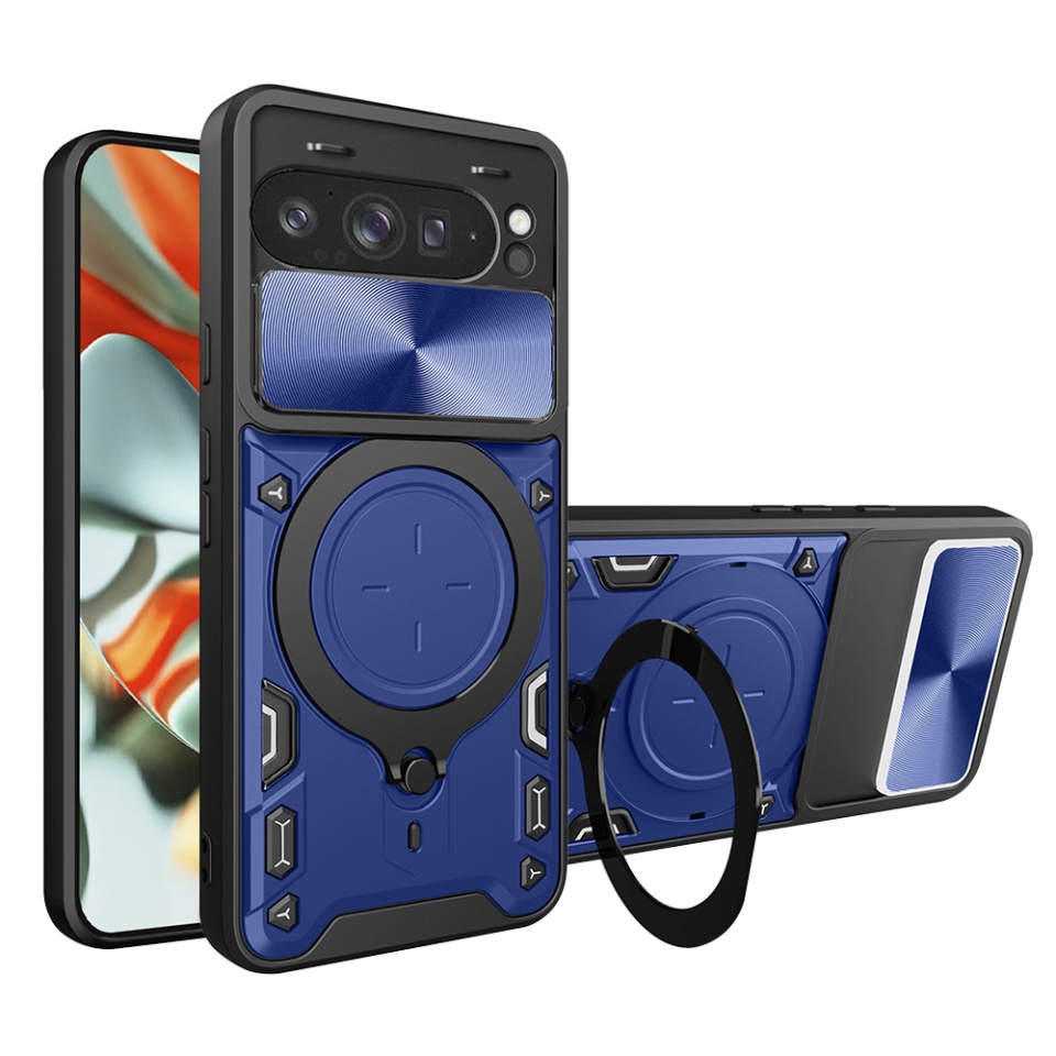 Husa pentru Google Pixel 9 Pro XL, SKYDDAR INNOVATION, CamGuard Pro, Inel Magnetic, Protectie Camera, set cu sticker, Albastru
