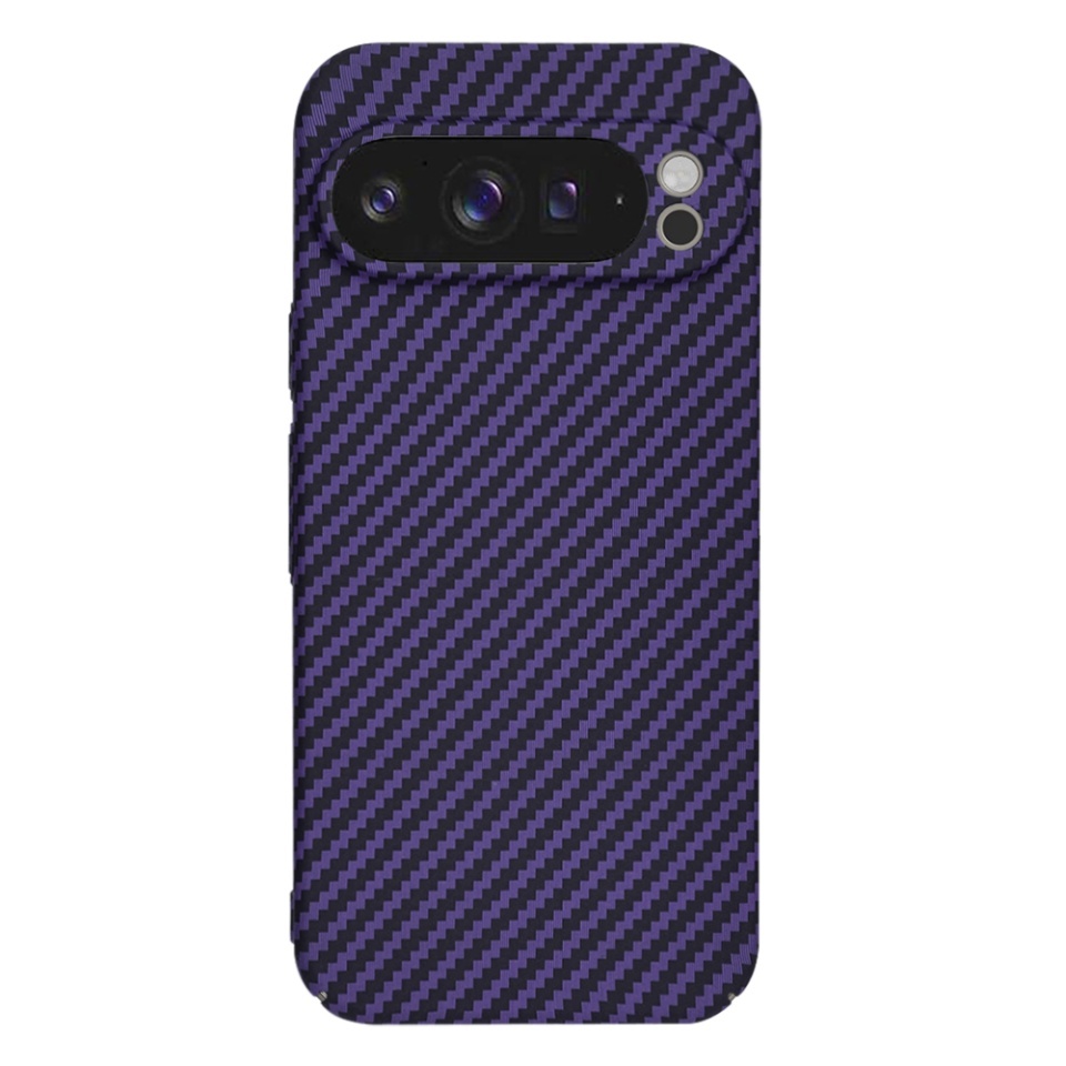 Husa pentru Google Pixel 9 Pro XL, SKYDDAR INNOVATION, textura carbon, Carbonite FiberShell, set cu sticker, Mov, - 2 | YEO