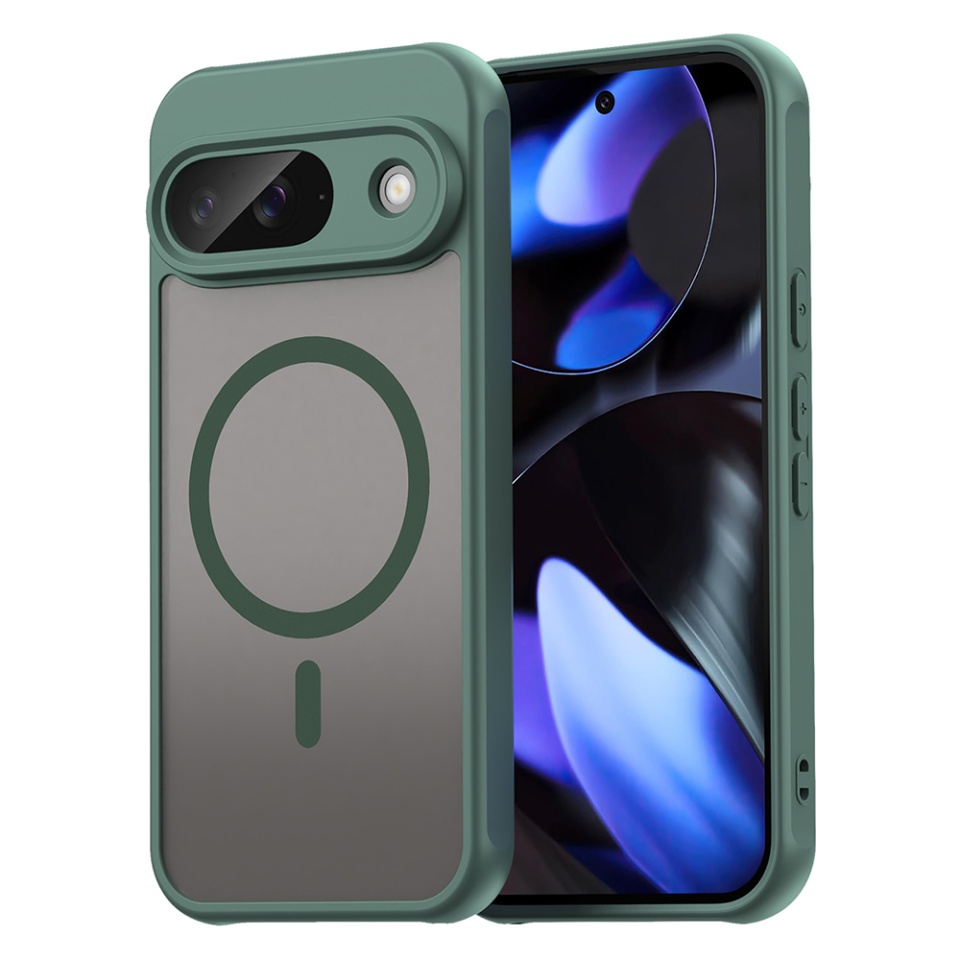 Husa pentru Google Pixel 9, SKYDDAR INNOVATION, HaloFrost MagSafe II, Antisoc, set cu sticker, Verde
