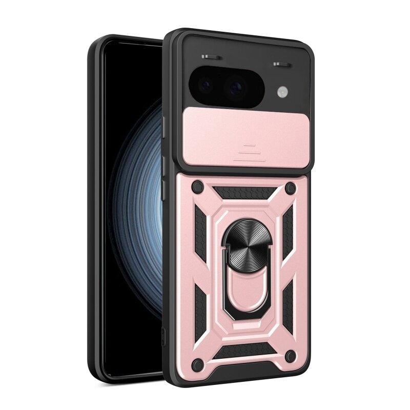 Husa pentru Google Pixel 9a cu inel magnetic si protectie camera Skyddar CamShield - Roz