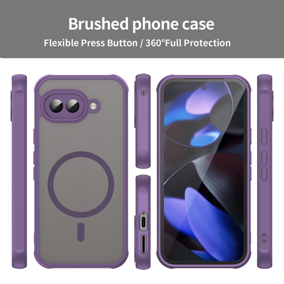 Husa pentru Google Pixel 9a, SKYDDAR INNOVATION, HaloFrost MagSafe II, Antisoc, set cu sticker, Mov - 2 | YEO