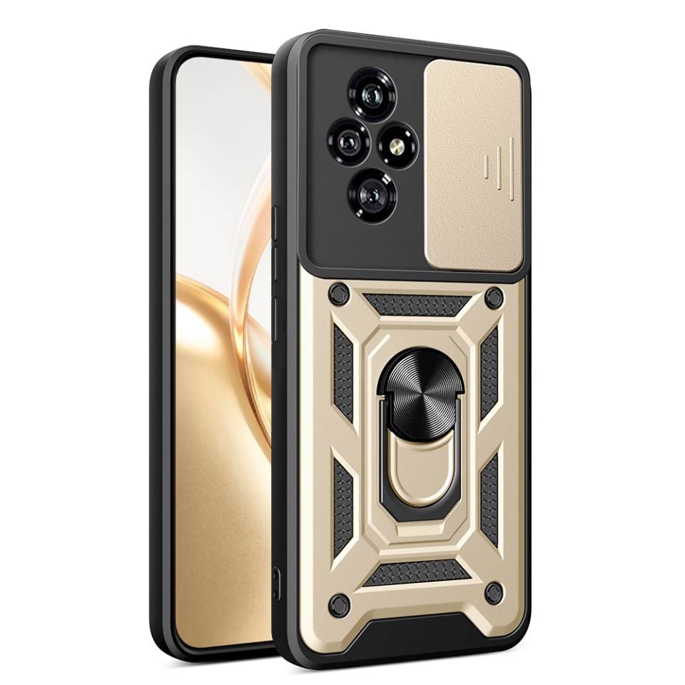 Husa pentru Honor 200, SKYDDAR INNOVATION, CamShield, Inel magnetic, set cu sticker, Auriu
