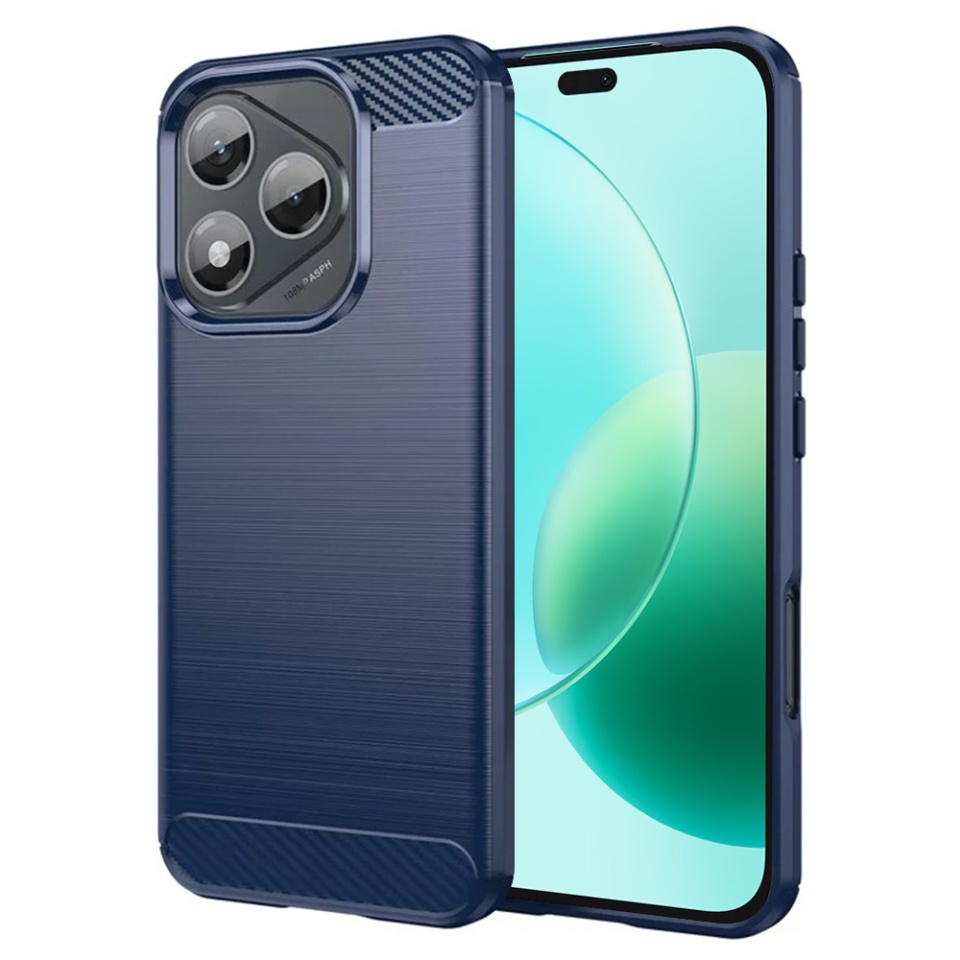 Husa pentru Honor 400 Lite, SKYDDAR INNOVATION, Carbon Silicone, din Silicon Premium, Slim, cu textura Fibra Carbon, Albastru, set cu sticker
