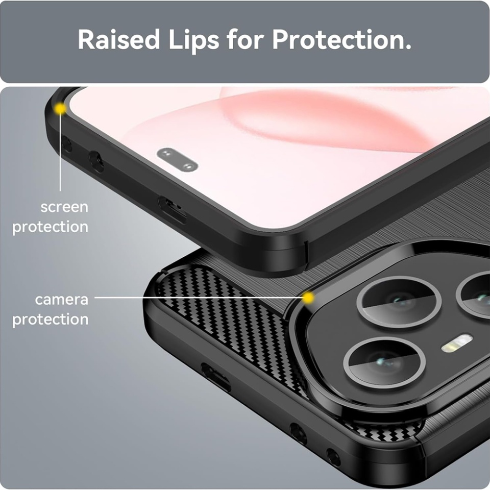 Husa pentru Honor 400 Pro, SKYDDAR INNOVATION, Carbon Silicone, din Silicon Slim, cu textura Fibra Carbon, set cu sticker, Negru - 3 | YEO