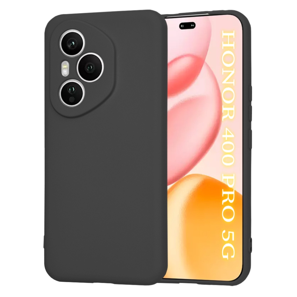 Husa pentru Honor 400 Pro, SKYDDAR INNOVATION, din Silicon Catifelat, SoftElegance, set cu sticker, Negru