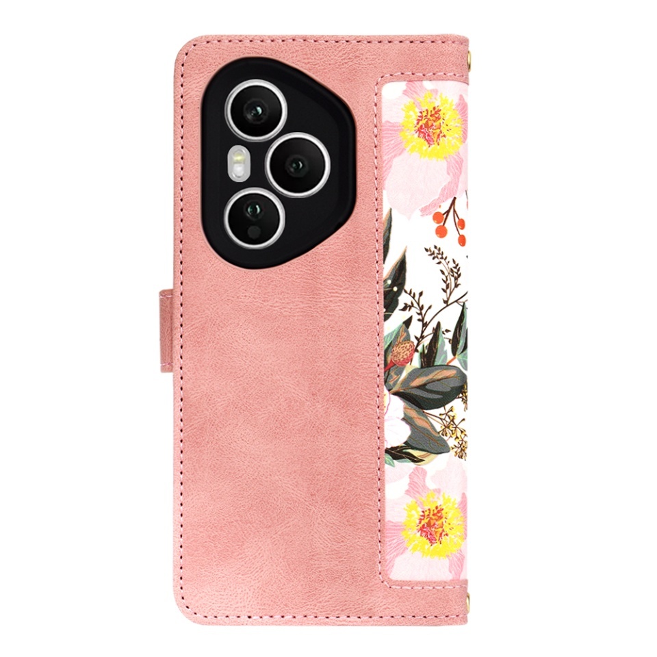 Husa pentru Honor 400 Pro, SKYDDAR INNOVATION, Flipcraft din Piele Ecologică, Stand Integrat, Buzunare pentru Carduri, set cu sticker, Roz - 2 | YEO