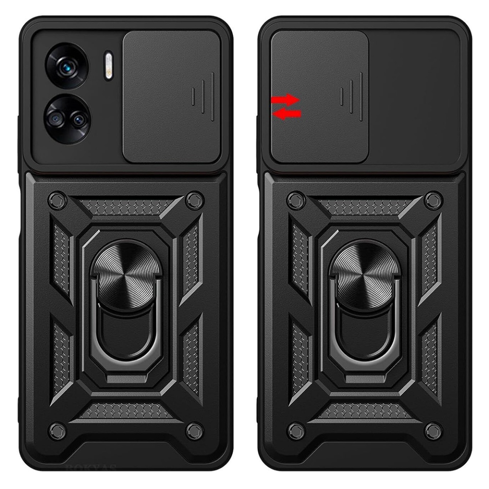 Husa pentru Honor 90 Lite, SKYDDAR INNOVATION, CamShield, Inel magnetic, set cu sticker, Negru - 1 | YEO