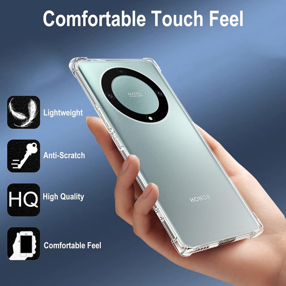 Husa pentru Honor Magic5 Lite , SKYDDAR INNOVATION, Shockproof Clear din Silicon Slim, Transparenta, set cu sticker - 2 | YEO