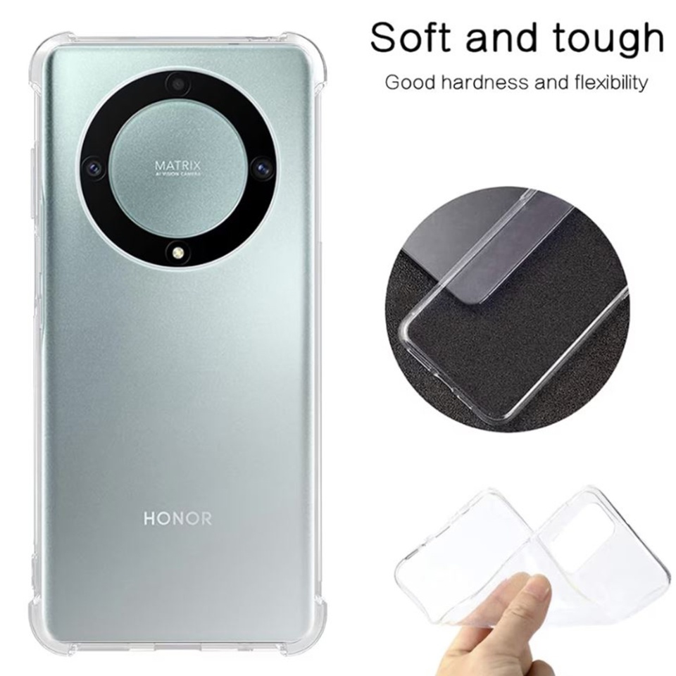 Husa pentru Honor Magic6 Lite , SKYDDAR INNOVATION, Shockproof Clear din Silicon Slim, Transparenta, set cu sticker - 2 | YEO