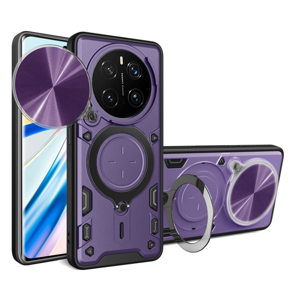 Husa pentru Honor Magic7 Pro, cu inel magnetic si suport ajustabil, protectie completa camera, SKDR SafeCover - Mov