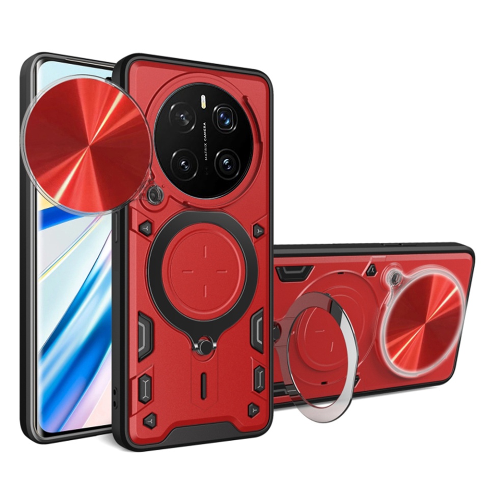 Husa pentru Honor Magic7 Pro, cu inel magnetic si suport ajustabil, protectie completa camera, SKDR SafeCover - Rosu