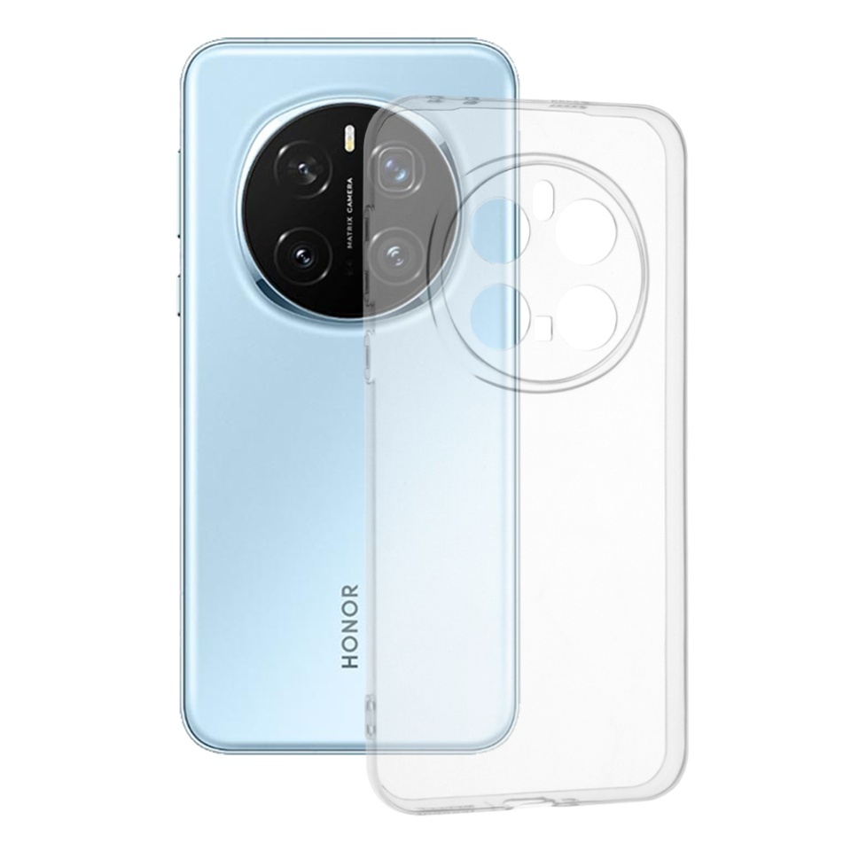 Husa pentru Honor Magic7 Pro, SKYDDAR INNOVATION, ClearGuard, din silicon transparent, set cu sticker, Transparenta