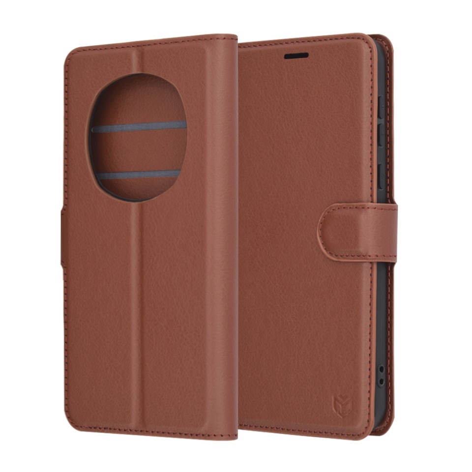 Husa pentru Honor Magic7 Pro tip Carte, cu Portofel Interior, Finisaje Premium, SKYDDAR Leather Wallet - Maro