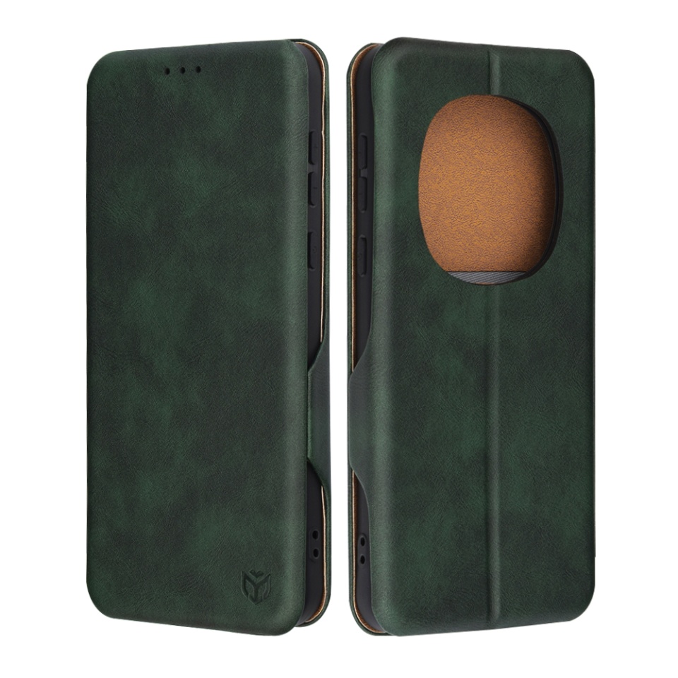 Husa pentru Honor Magic7 Pro tip carte din Piele Ecologica, Suport Carduri, Inchidere Magnetica, Skyddar Pocket Safe - Verde