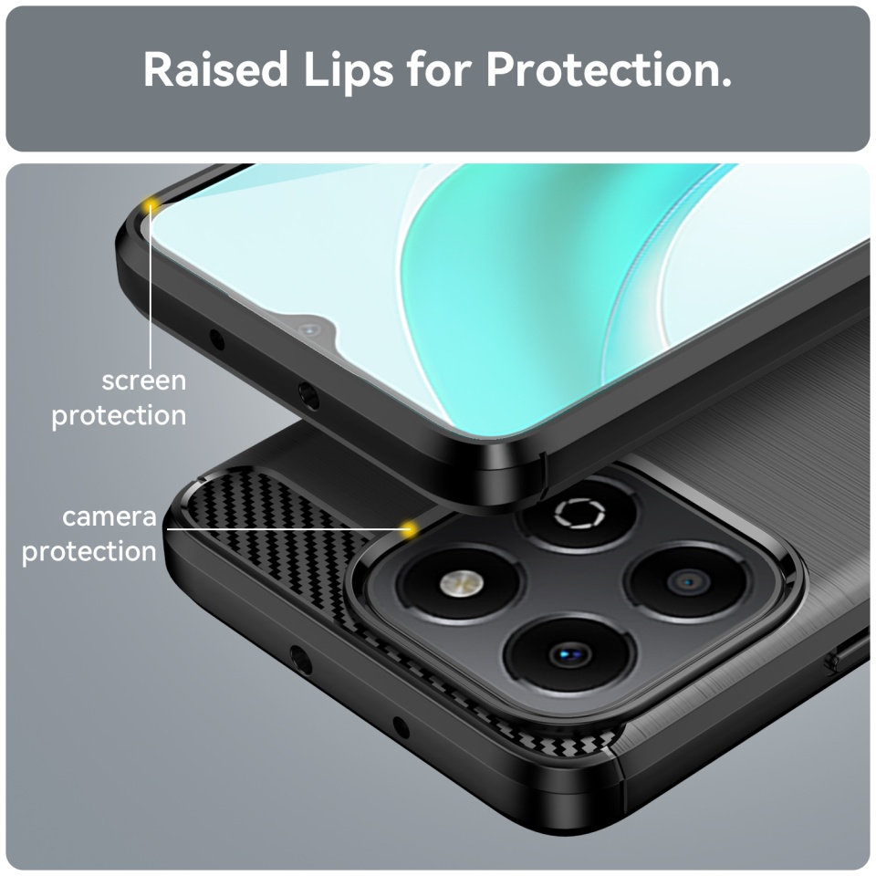 Husa pentru Honor X6b din Silicon Premium, Slim, cu textura Fibra Carbon - Negru - 3 | YEO